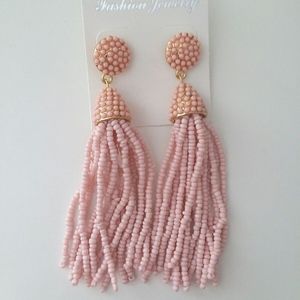 NEW Pink Tassel Earrings Classic Bead Long Pinata